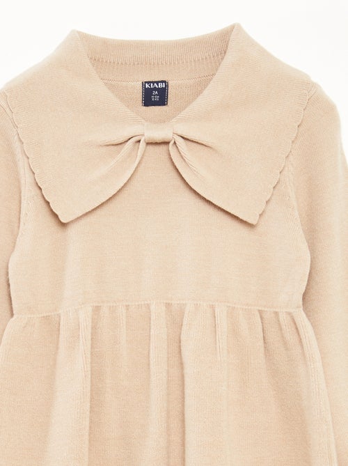 Abito in maglia tricot con colletto a fiocco - Kiabi