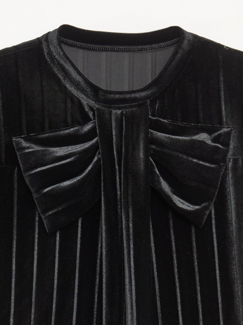 Abito in maglia velvet con fiocco grande Nero - Kiabi