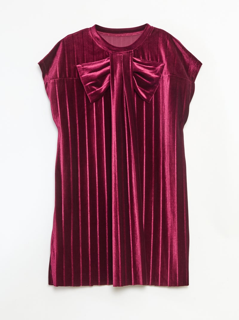 Abito in maglia velvet con fiocco grande Rosso - Kiabi