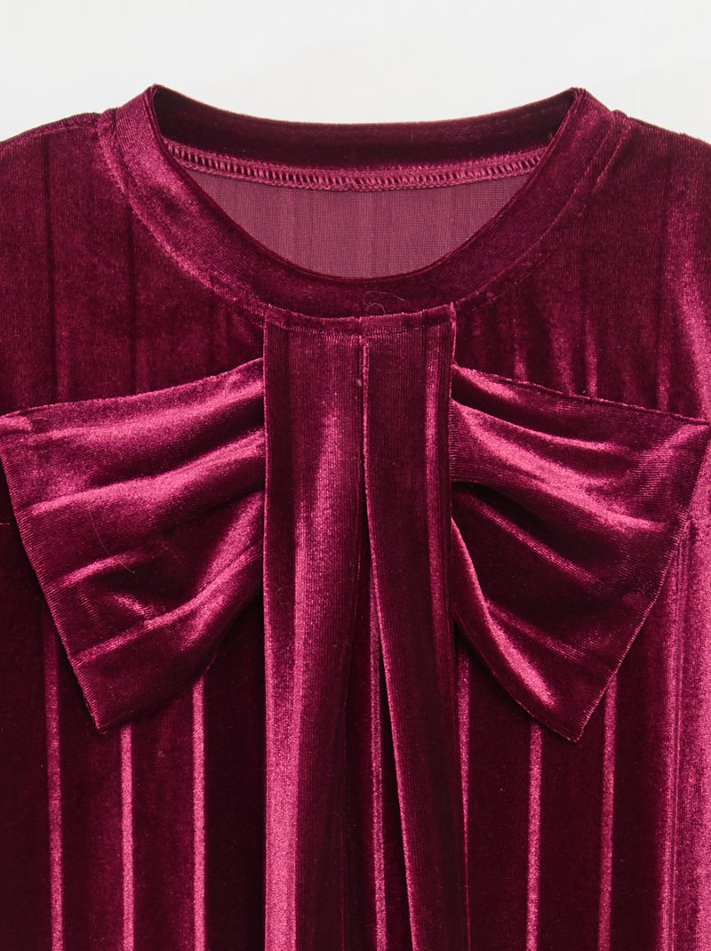Abito in maglia velvet con fiocco grande Rosso - Kiabi