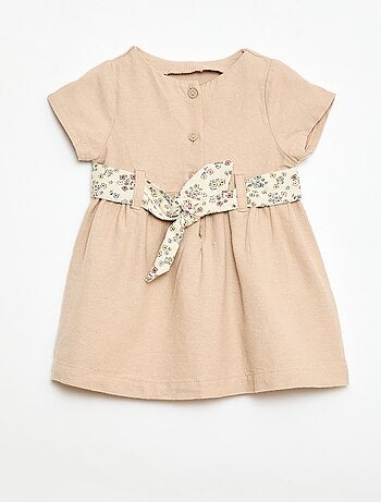 Abito in misto lino con cintura