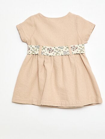 Abito in misto lino con cintura