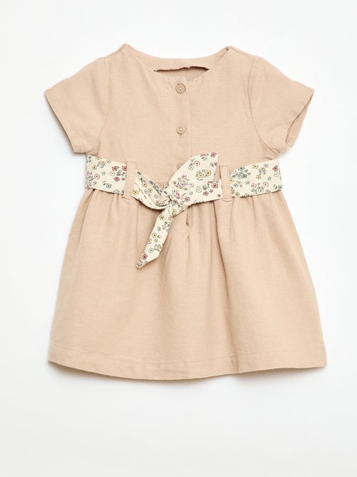 Abito in misto lino con cintura - Kiabi