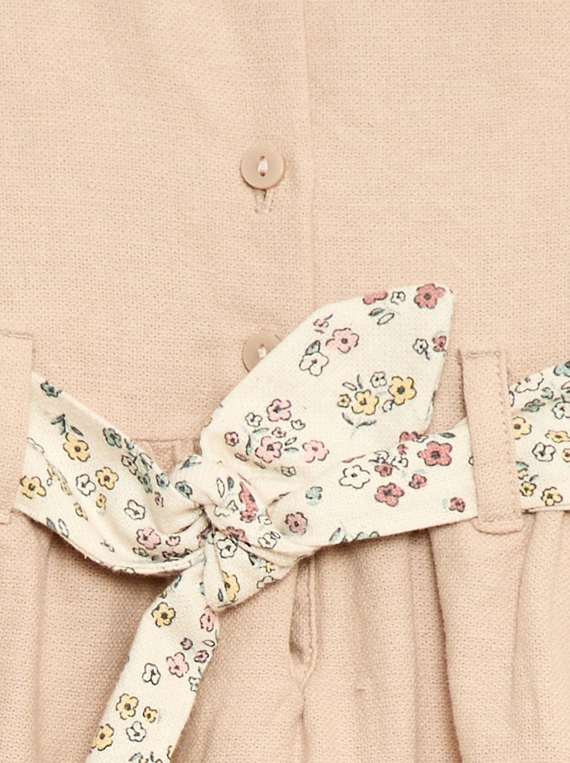 Abito in misto lino con cintura Beige - Kiabi