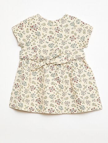 Abito in misto lino con cintura