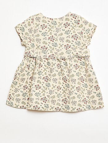 Abito in misto lino con cintura