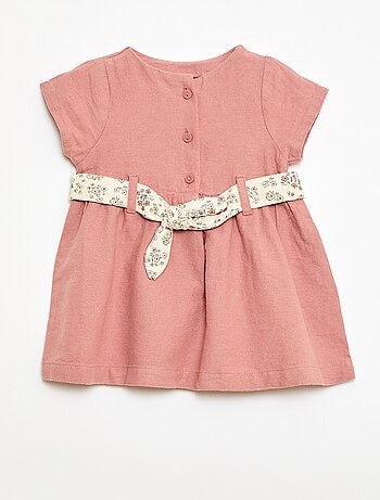 Abito in misto lino con cintura