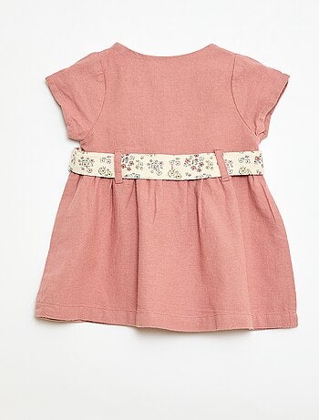 Abito in misto lino con cintura