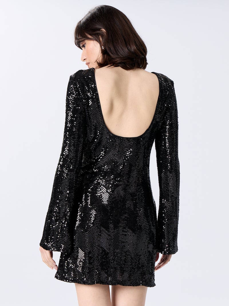 Abito in paillettes con schiena scoperta Nero - Kiabi
