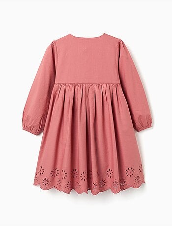 Abito in popeline a maniche lunghe con broderie anglaise