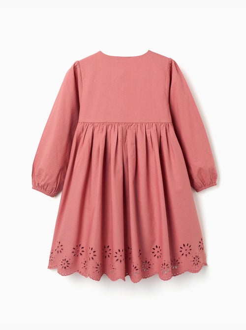 Abito in popeline a maniche lunghe con broderie anglaise - Kiabi