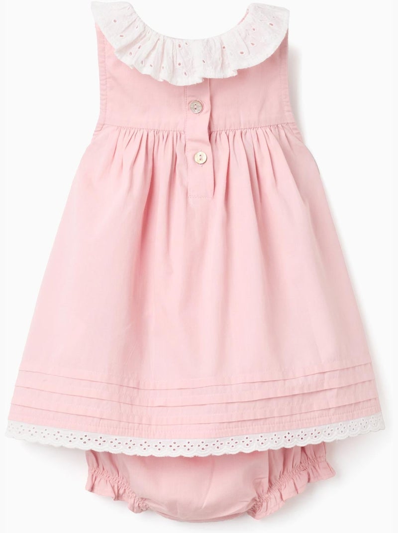 Abito in popeline + bloomers con volant Rosa chiaro - Kiabi