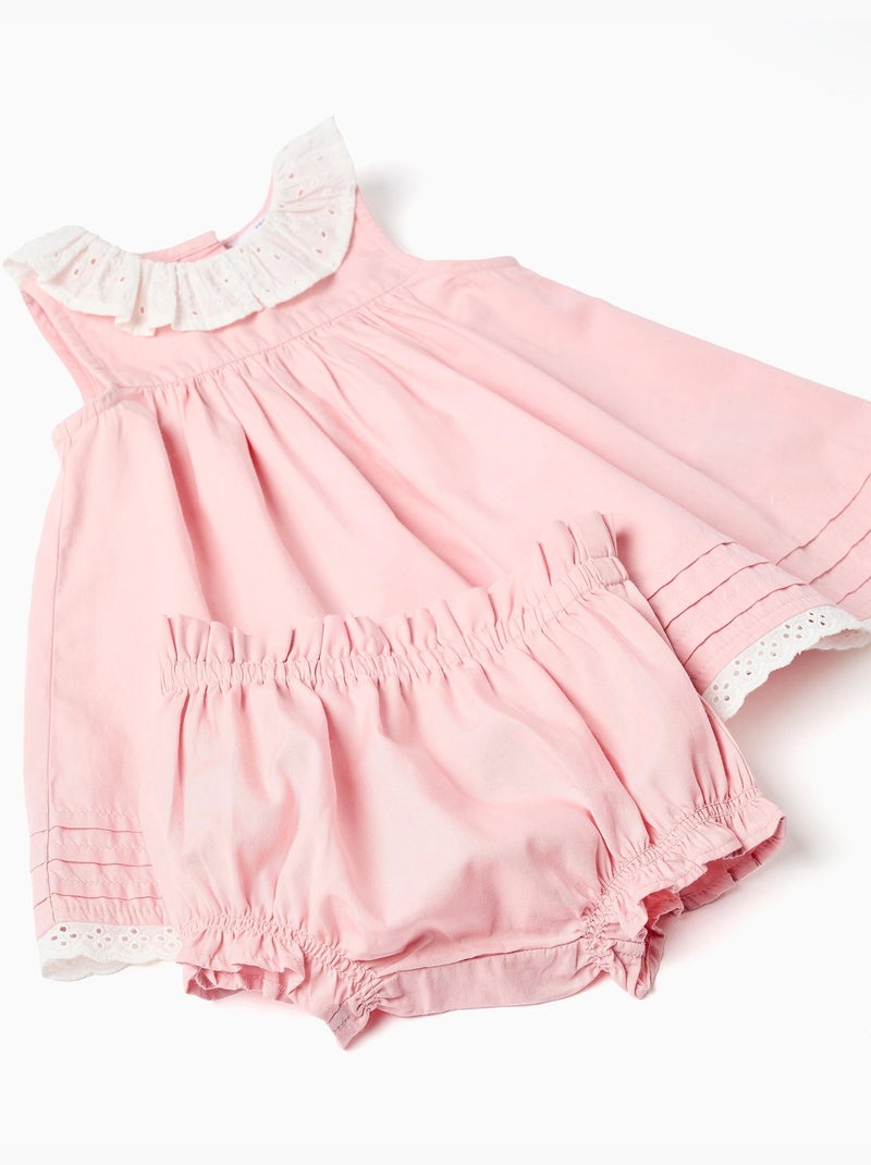Abito in popeline + bloomers con volant Rosa chiaro - Kiabi