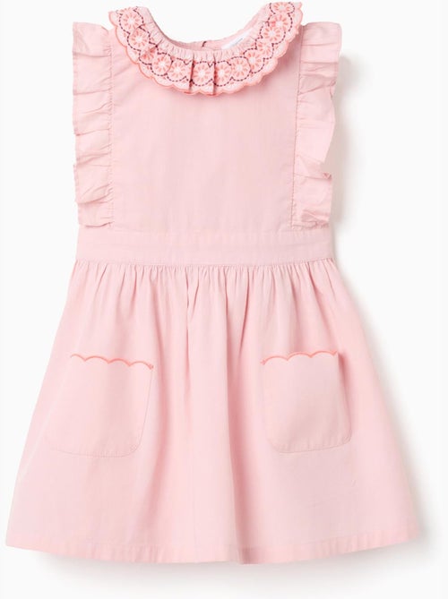 Abito in popeline con colletto e maniche arricciate - Kiabi