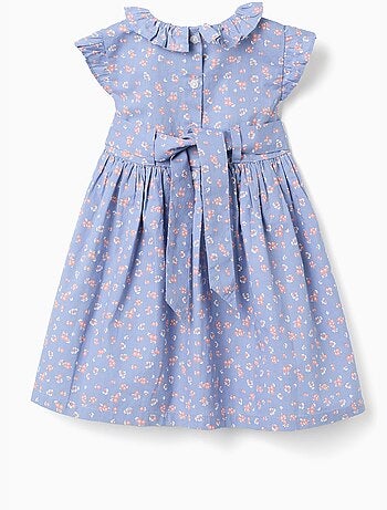 Abito in popeline con motivo floreale e volant