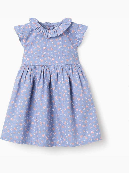 Abito in popeline con motivo floreale e volant - Kiabi