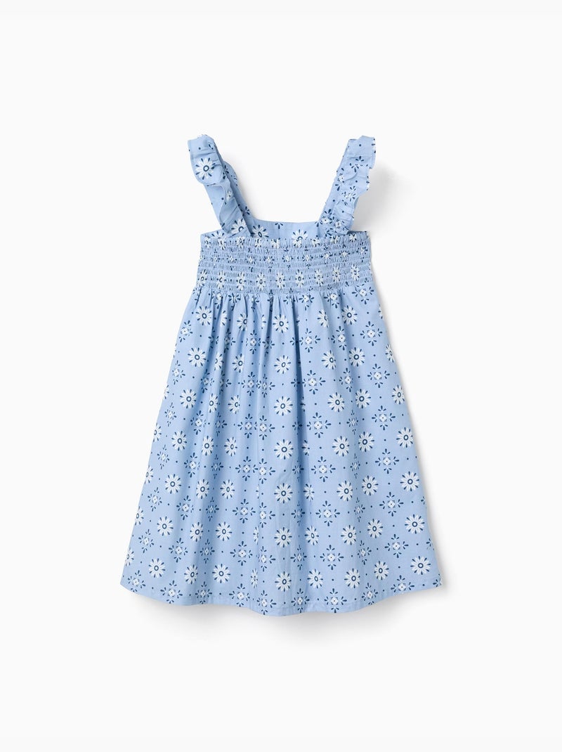 Abito in popeline senza maniche con motivo floreale Blu chiaro - Kiabi