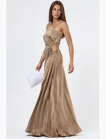 Abito in raso con fantasia monospalla e dettaglio cut-out hiccup