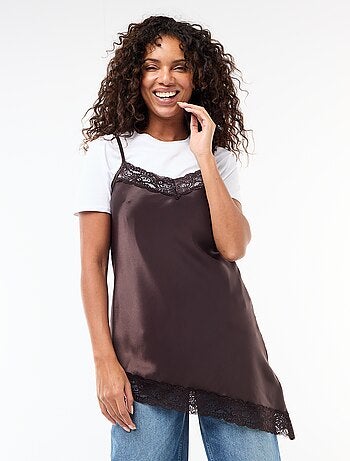 Abito in raso con pizzo