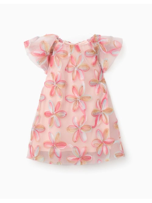 Abito in tulle a manica corta con fiori 3d - Kiabi