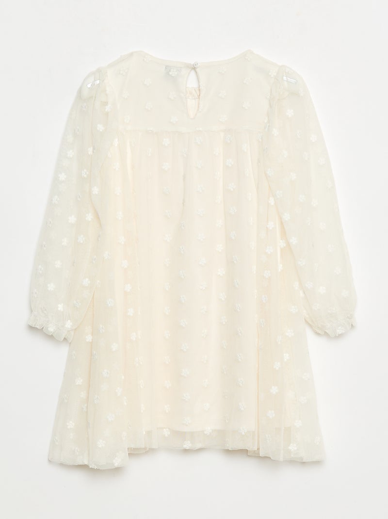 Abito in tulle con ricami di fiori Bianco - Kiabi