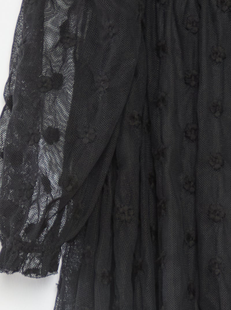 Abito in tulle con ricami di fiori Nero - Kiabi