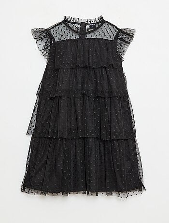 Abito in tulle con volant e motivo a pois 'Halloween'
