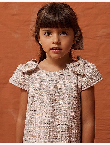 Abito in tweed a trapezio con fiocchi decorativi