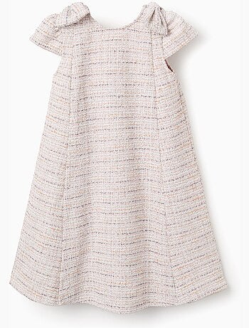 Abito in tweed a trapezio con fiocchi decorativi