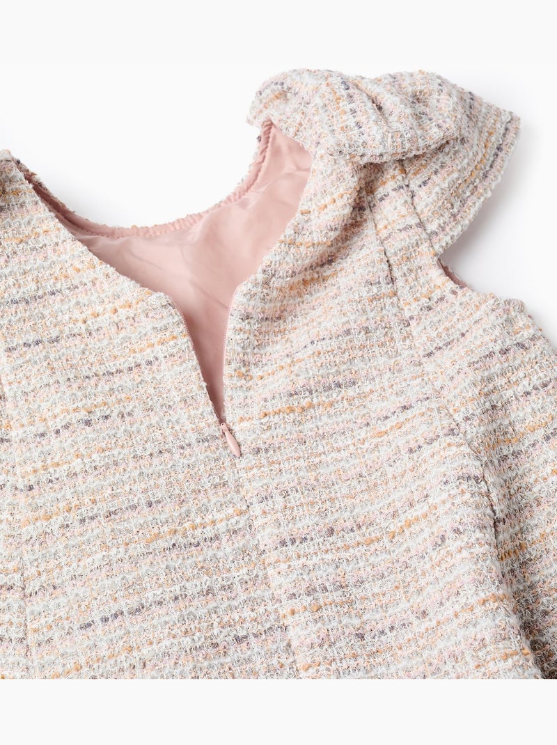 Abito in tweed a trapezio con fiocchi decorativi Rosa chiaro - Kiabi