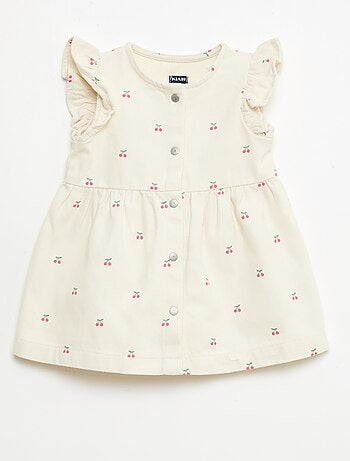 Abito in twill a righe con maniche corte