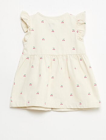 Abito in twill a righe con maniche corte