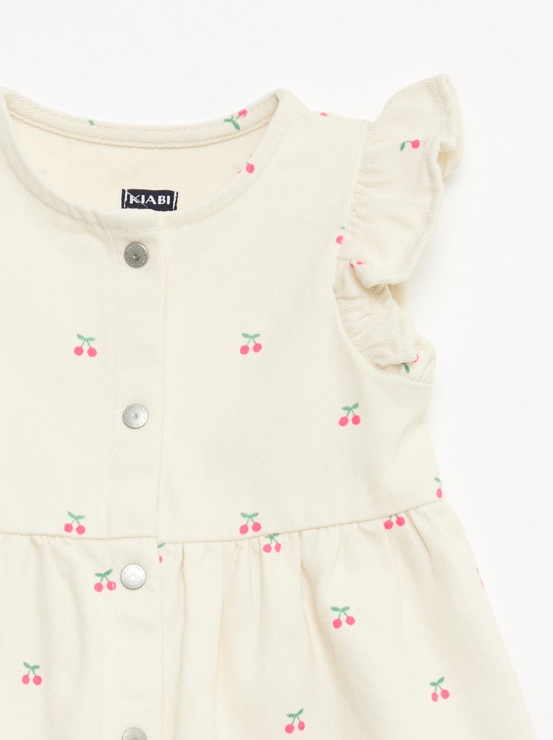 Abito in twill a righe con maniche corte Bianco - Kiabi