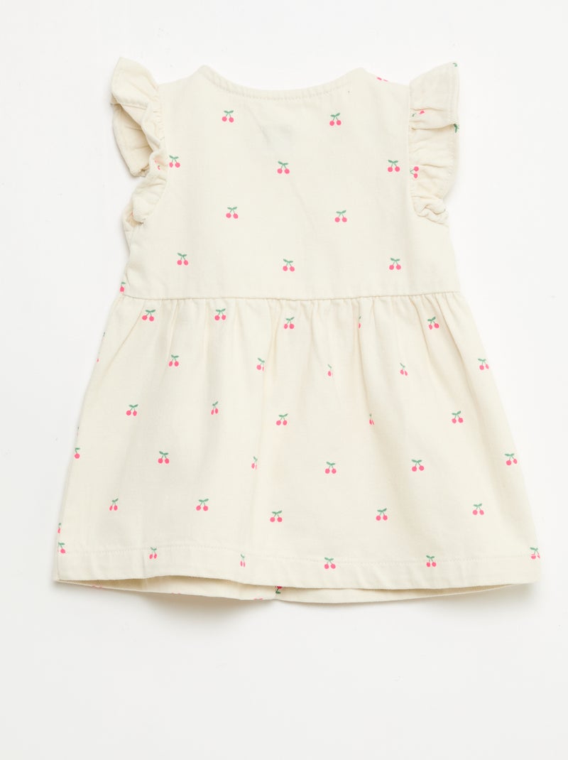Abito in twill a righe con maniche corte Bianco - Kiabi