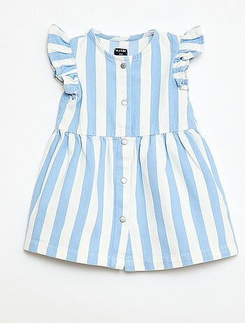 Abito in twill a righe con maniche corte