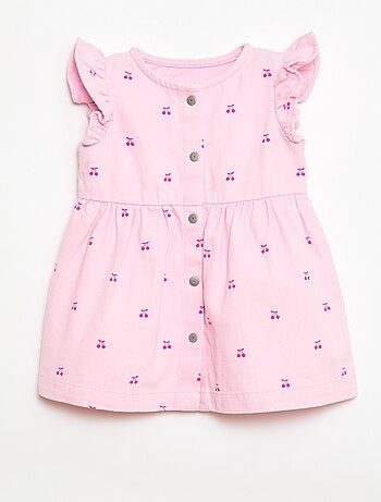 Abito in twill a righe con maniche corte