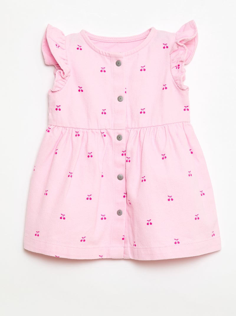 Abito in twill a righe con maniche corte Rosa - Kiabi