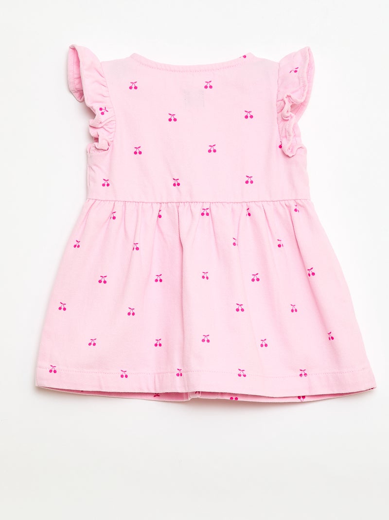 Abito in twill a righe con maniche corte Rosa - Kiabi
