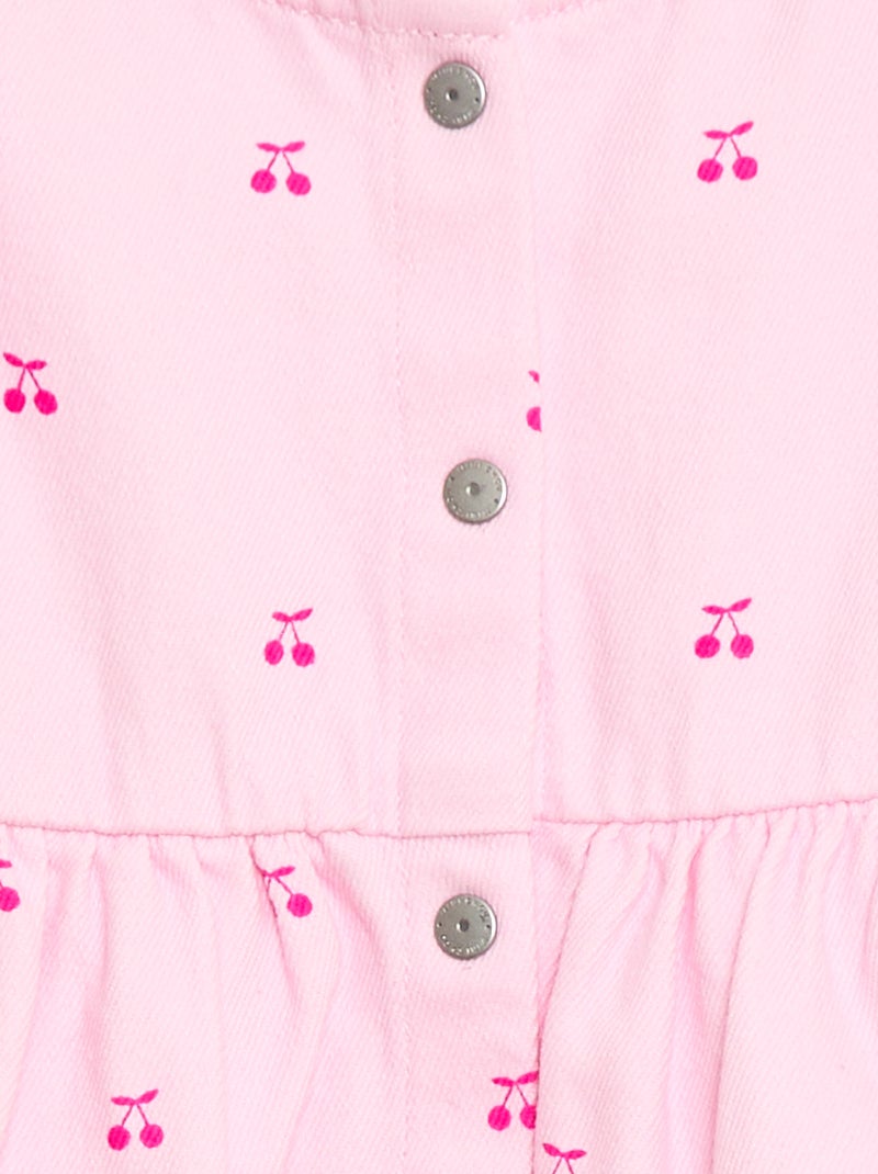 Abito in twill a righe con maniche corte Rosa - Kiabi