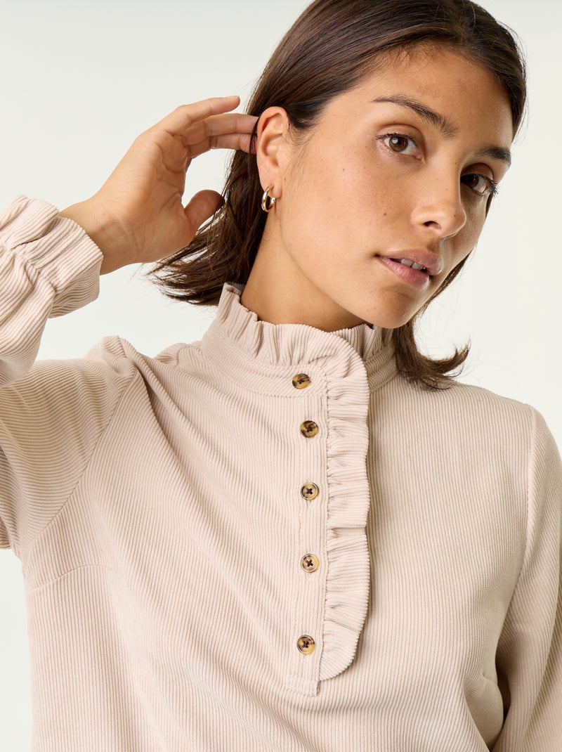 Abito in velluto a costine a maniche lunghe Beige - Kiabi