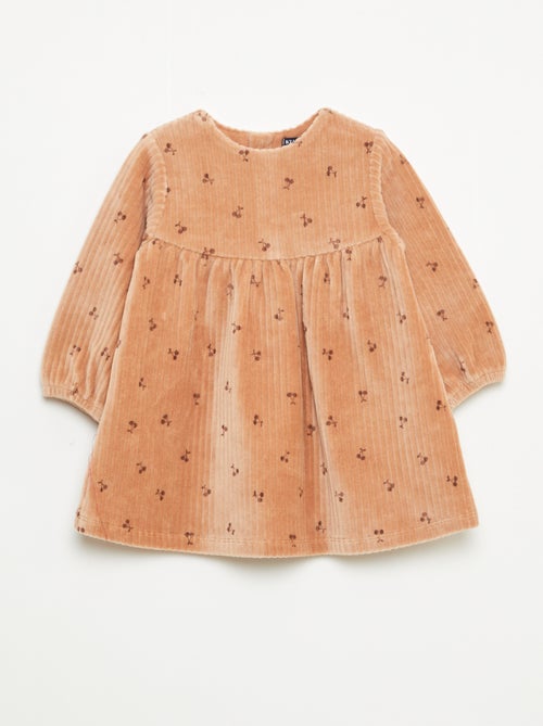 Abito in velluto a maniche lunghe con motivo - Kiabi