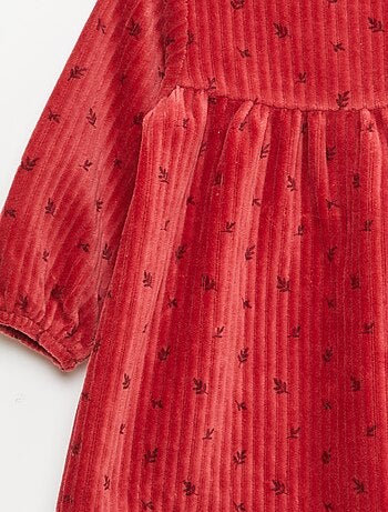 Abito in velluto a maniche lunghe con motivo