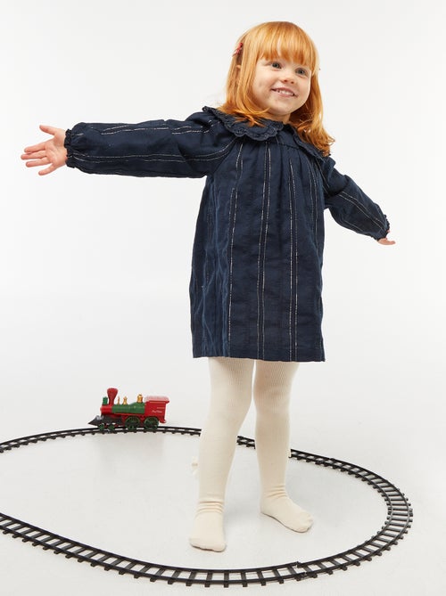 Abito leggero con fili brillanti all over + colletto con ricami - Kiabi