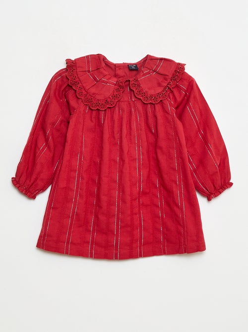 Abito leggero con fili brillanti all over + collo con ricami - Kiabi