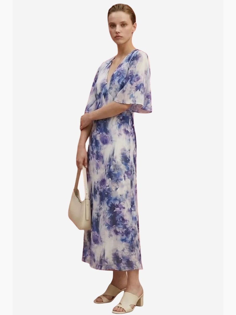 Abito longuette con stampa astratta my fashion Bianco Blu - Kiabi