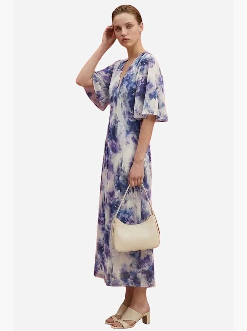 Abito longuette con stampa astratta my fashion Bianco Blu - Kiabi