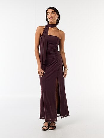 Abito lungo a bustier con sciarpa