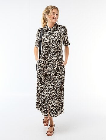 Abito lungo a camicia con cintura da annodare