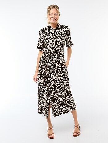 Abito lungo a camicia con cintura da annodare