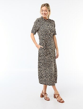 Abito lungo a camicia con cintura da annodare